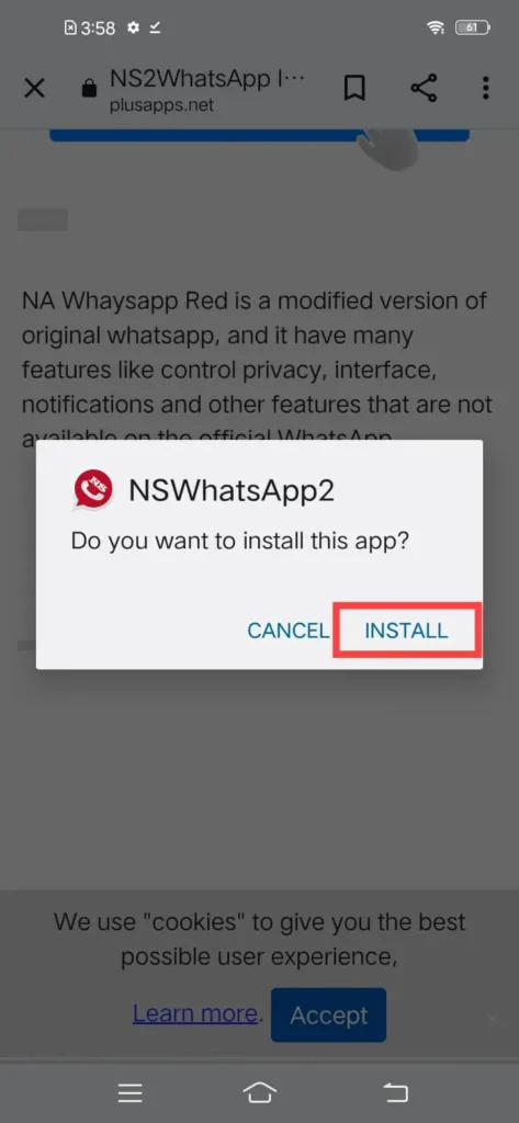 Step 02. Install NSWhatsApp 2 Red